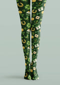 Viken Plan Green Gold Clover Graphic Tights Hosiery Pantyhose