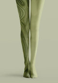 Viken Plan Green Marble Texture Tights Hosiery Pantyhose