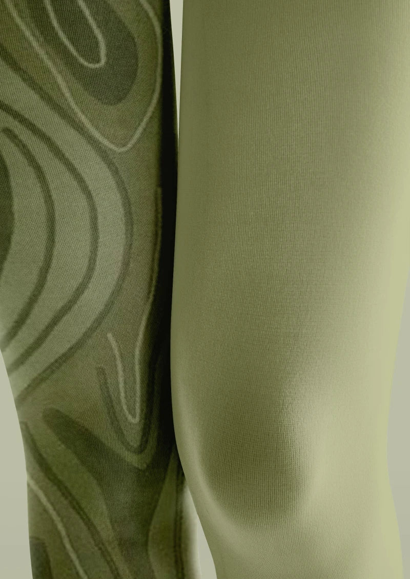 Viken Plan Green Marble Texture Tights Hosiery Pantyhose