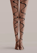 Viken Plan Brown Abstract Curve Tights Hosiery Pantyhose