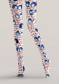 Viken Plan White Blue Red Cartoon Graphic Tights Hosiery Pantyhose