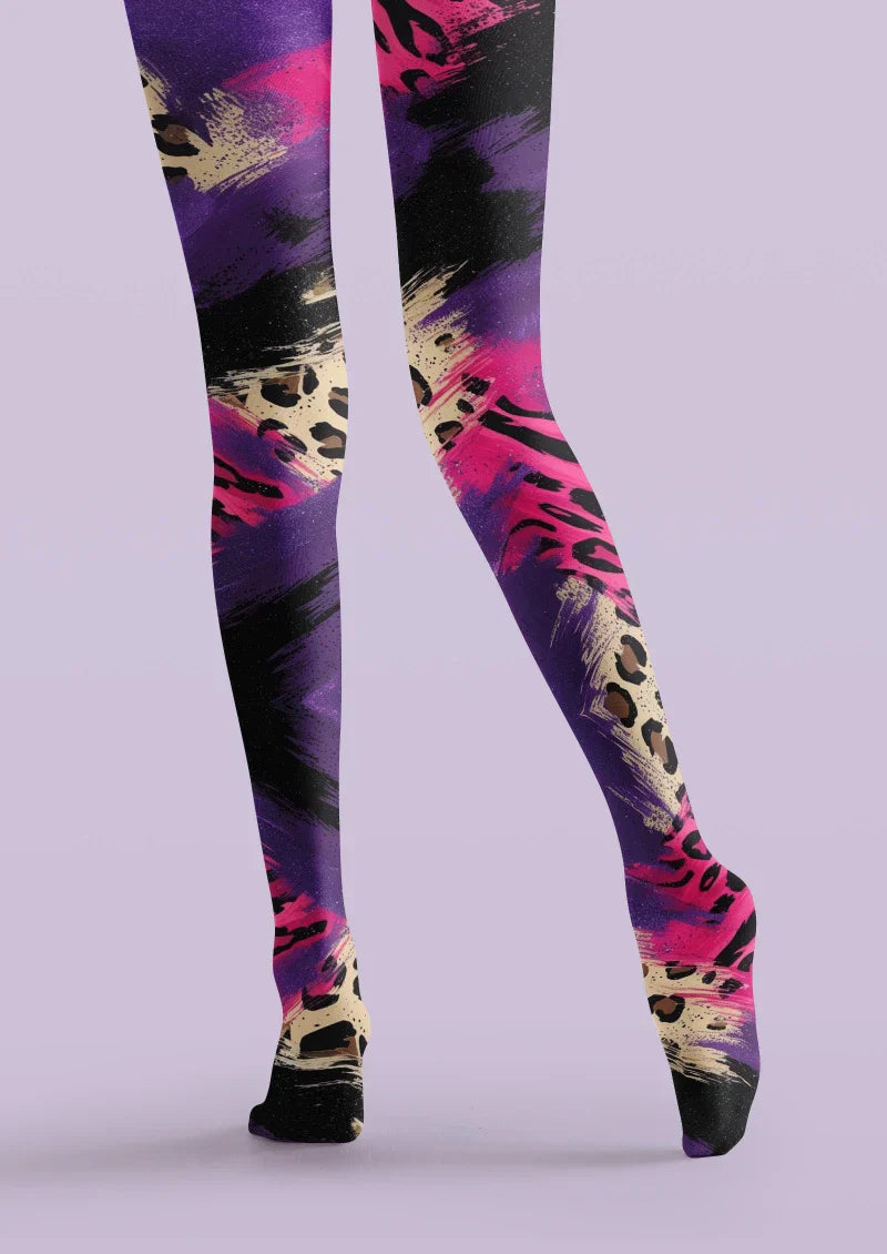 Viken Plan Purple Pink Skull Graphic Tights Hosiery Pantyhose