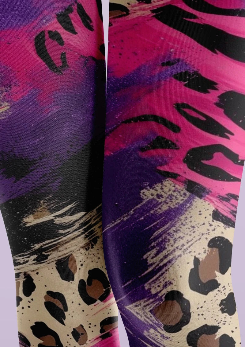 Viken Plan Purple Pink Skull Graphic Tights Hosiery Pantyhose