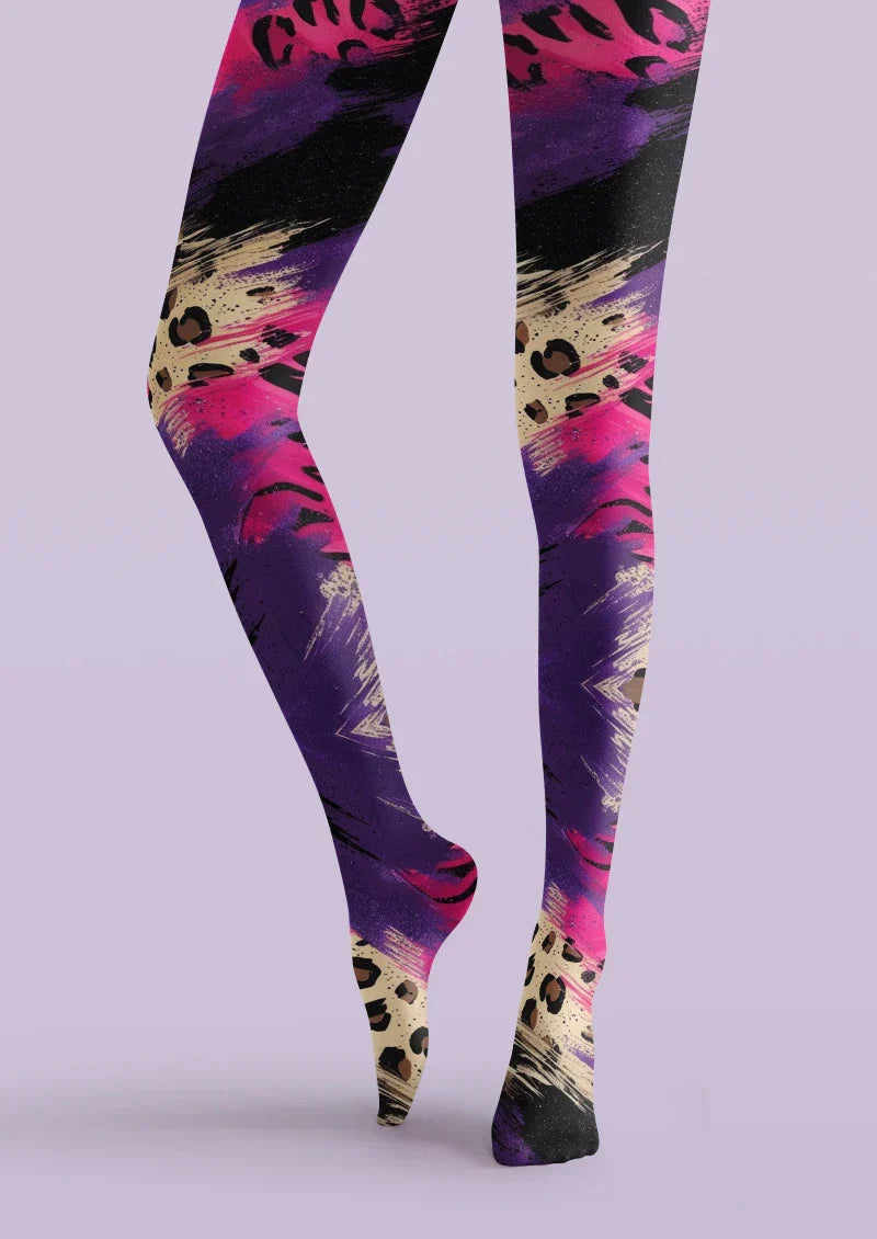 Viken Plan Purple Pink Skull Graphic Tights Hosiery Pantyhose