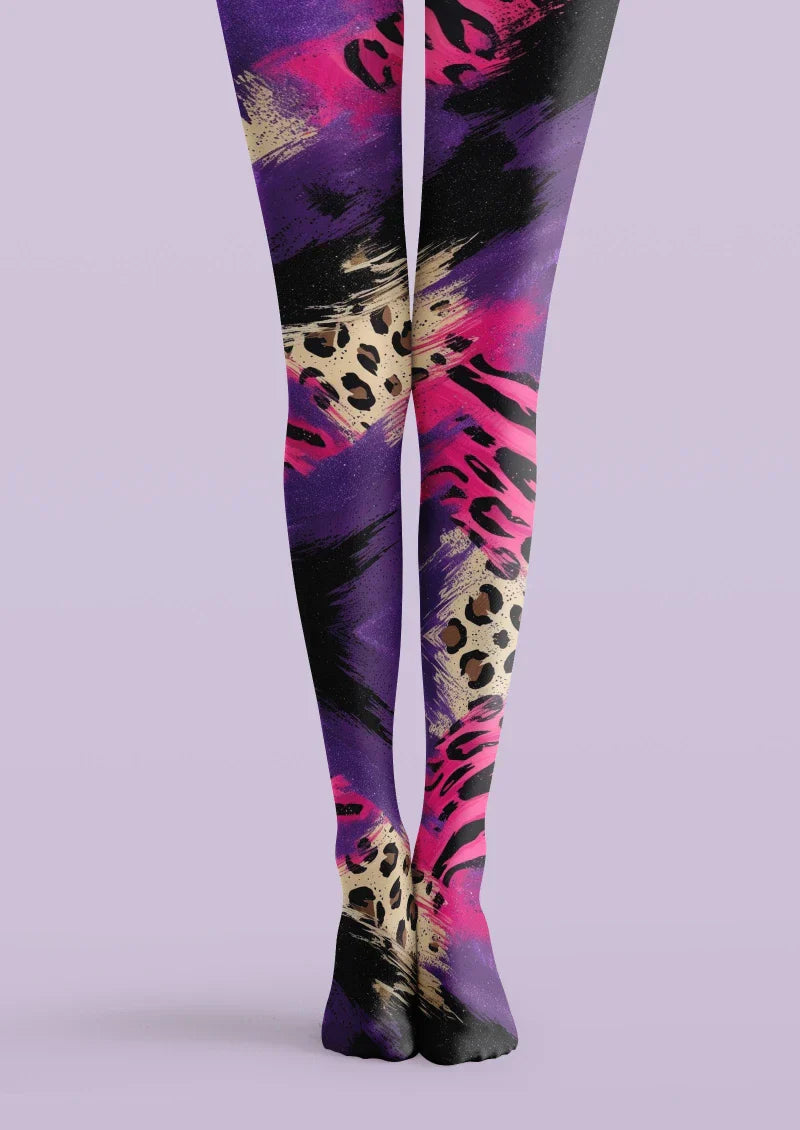 Viken Plan Purple Pink Skull Graphic Tights Hosiery Pantyhose