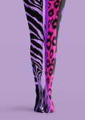 Viken Plan Purple Pink Animal Print Tights Hosiery Pantyhose