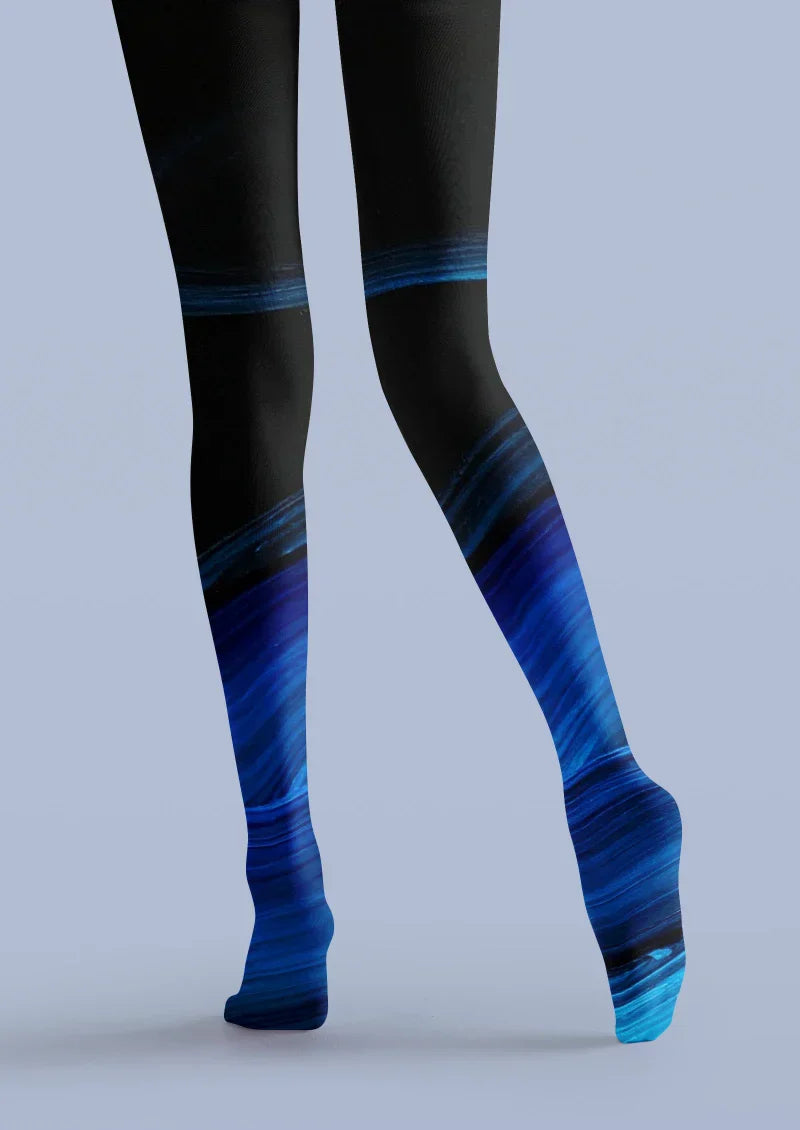 Viken Plan Blue Black Gradient Tights Hosiery Pantyhose
