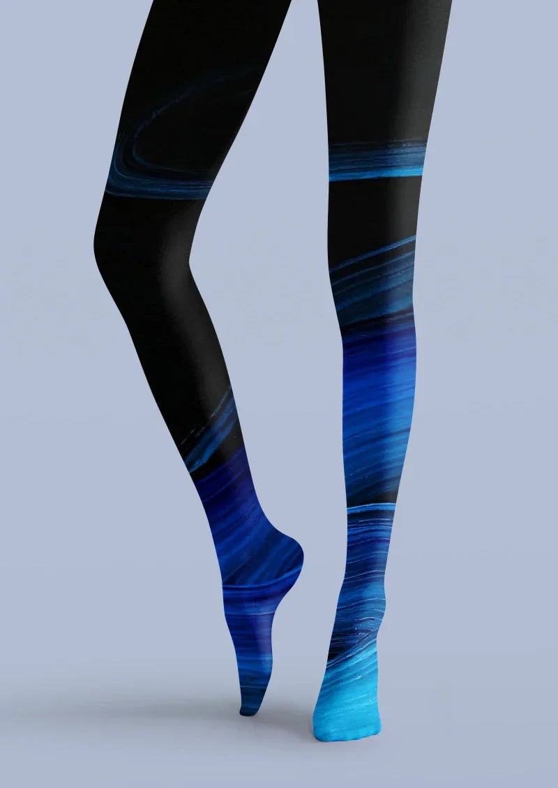 Viken Plan Blue Black Gradient Tights Hosiery Pantyhose