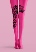 Viken Plan Pink Leopard Print Tights Hosiery Pantyhose