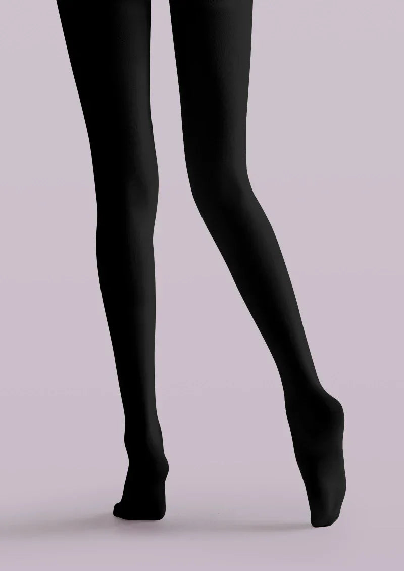 Viken Plan Black Purple Floral Print Tights Hosiery Pantyhose