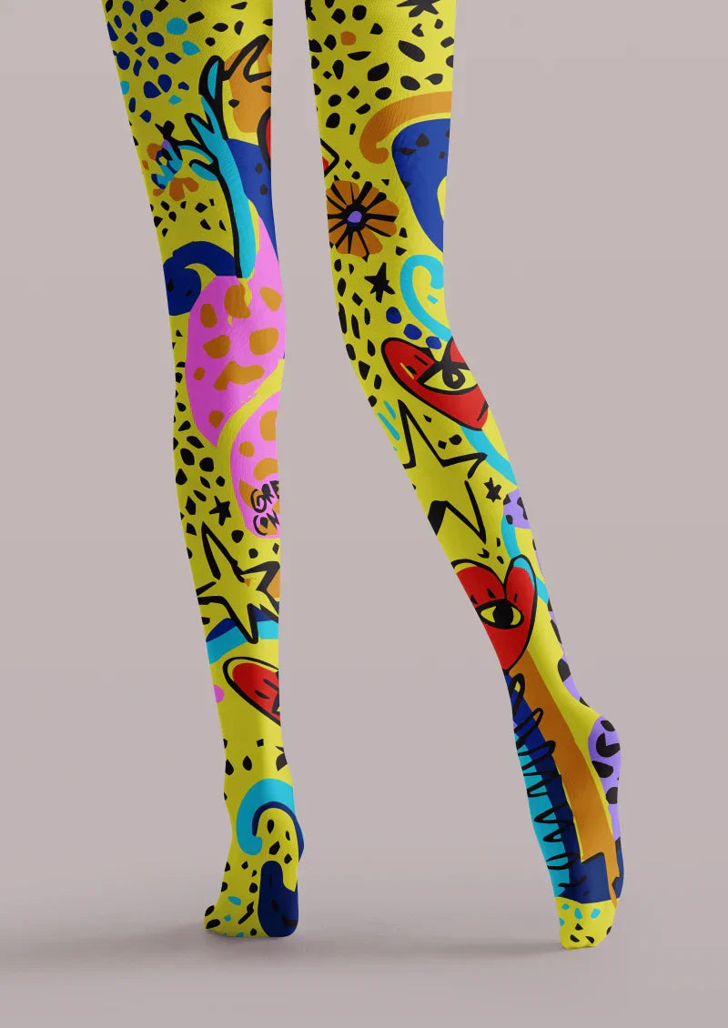 Viken Plan Colorful Abstract Art Tights Hosiery Pantyhose