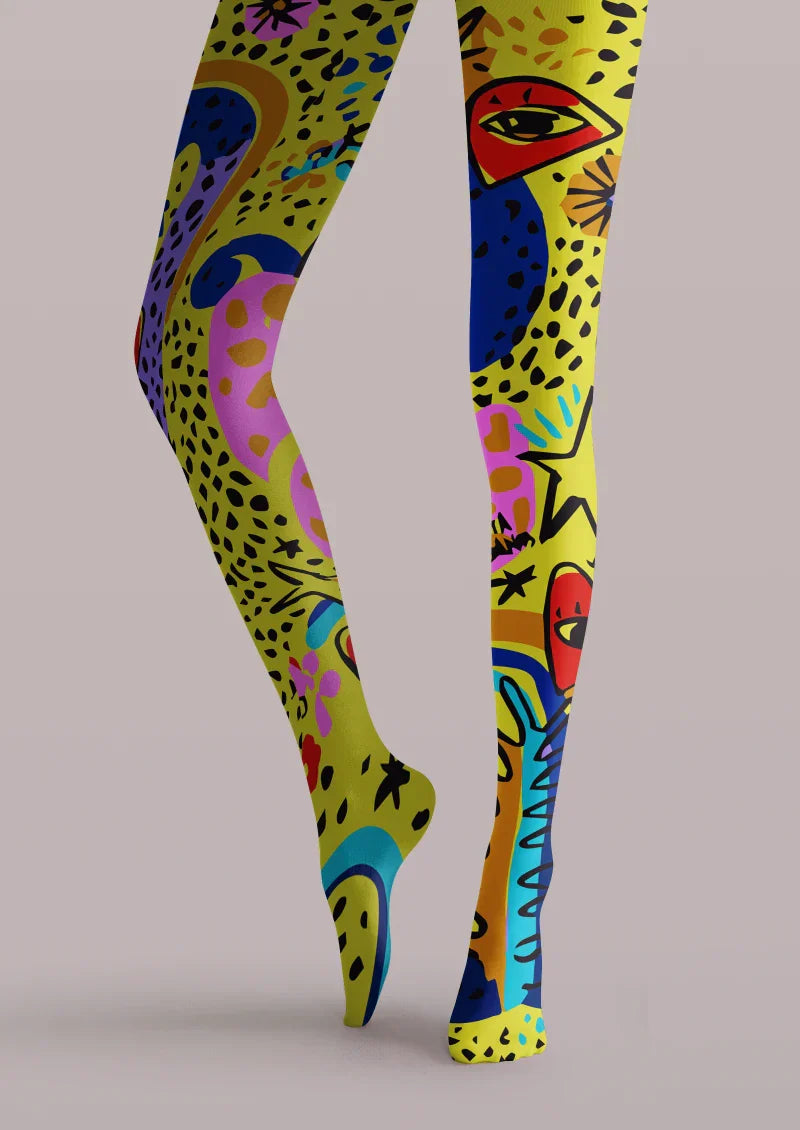 Viken Plan Colorful Abstract Art Tights Hosiery Pantyhose