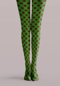Viken Plan Green Brown Argyle Tights Hosiery Pantyhose