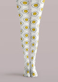 Viken Plan White Yellow Smiley Face Tights Hosiery Pantyhose