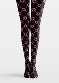 Viken Plan Black Pink Geometric Tights Hosiery Pantyhose