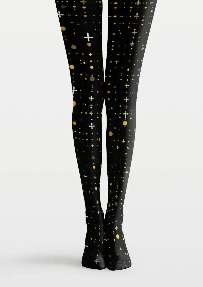 Viken Plan Black Gold Star Tights Hosiery Pantyhose