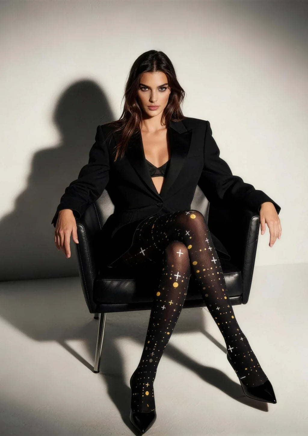 Viken Plan Black Gold Star Tights Hosiery Pantyhose