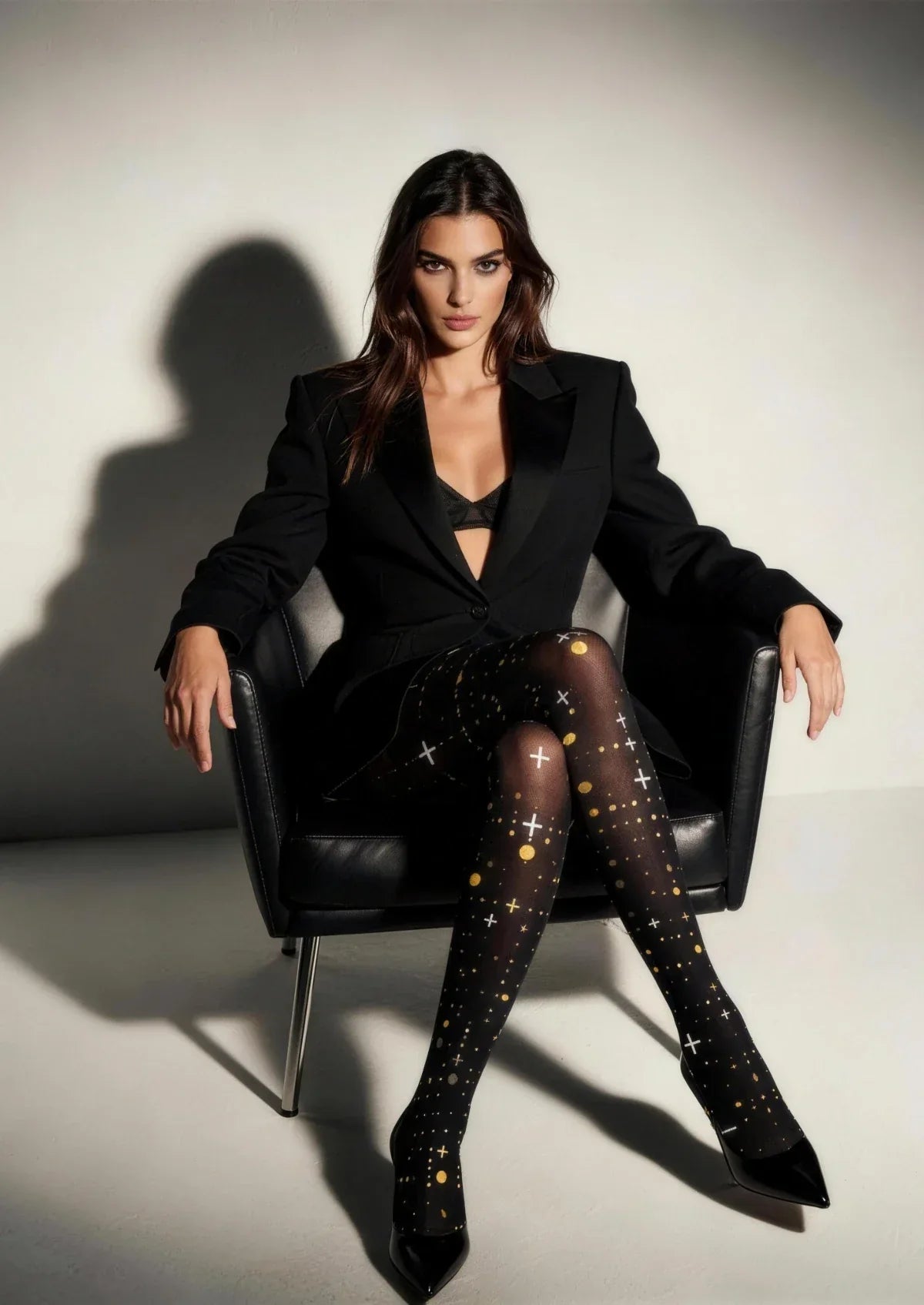 Viken Plan Black Gold Star Tights Hosiery Pantyhose