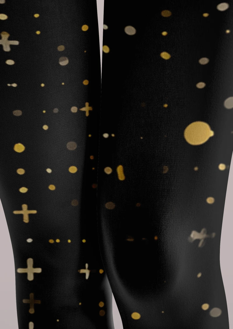 Viken Plan Black Gold Star Tights Hosiery Pantyhose