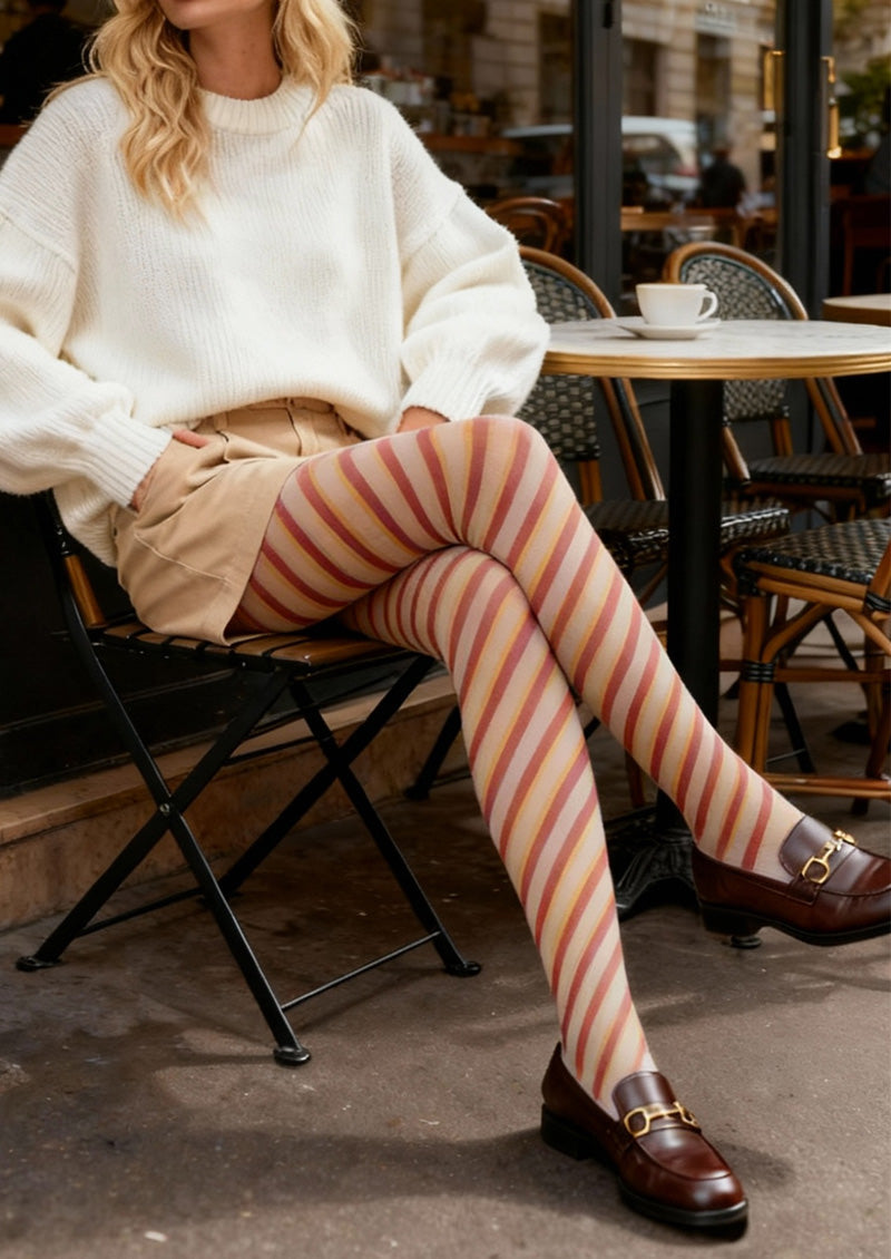 Viken Plan Candy Stripe Tights Hosiery Pantyhose