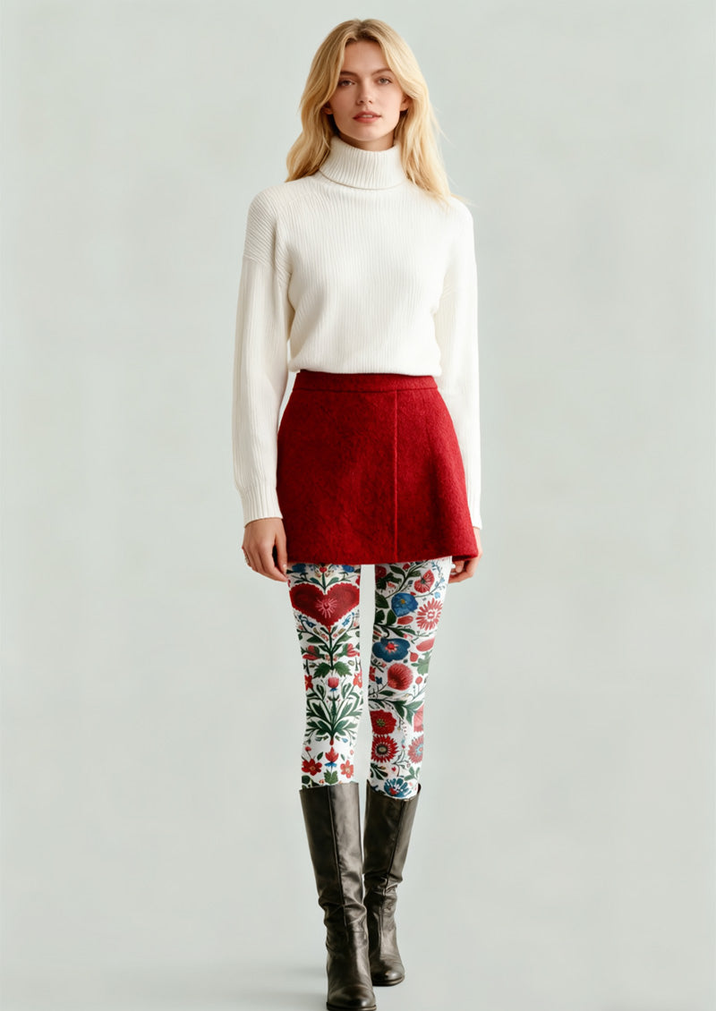 Viken Plan Folk Heart Tights Hosiery Pantyhose