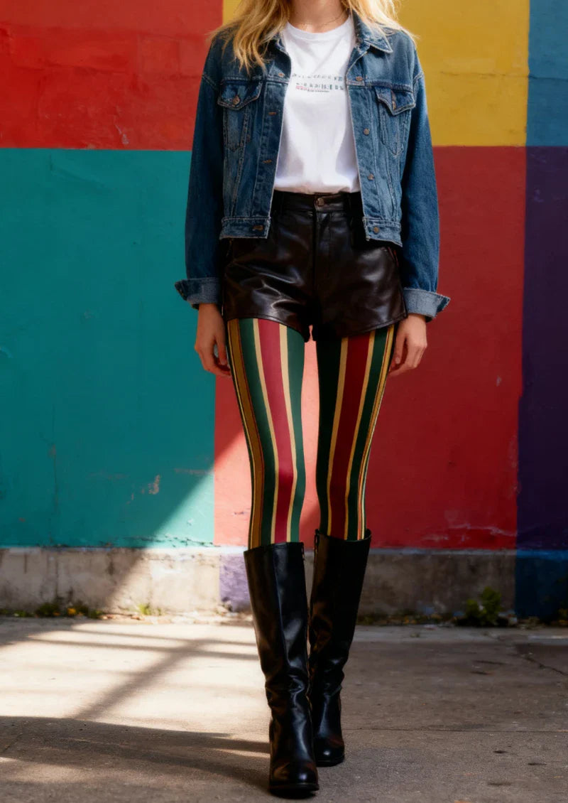 Viken Plan Color Stripe Tights Hosiery Pantyhose