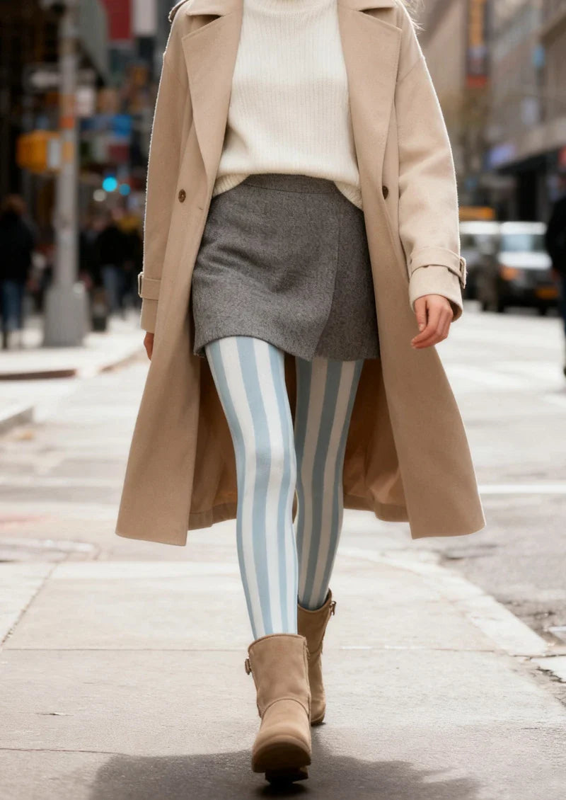 Viken Plan Cream Stripe Tights Hosiery Pantyhose