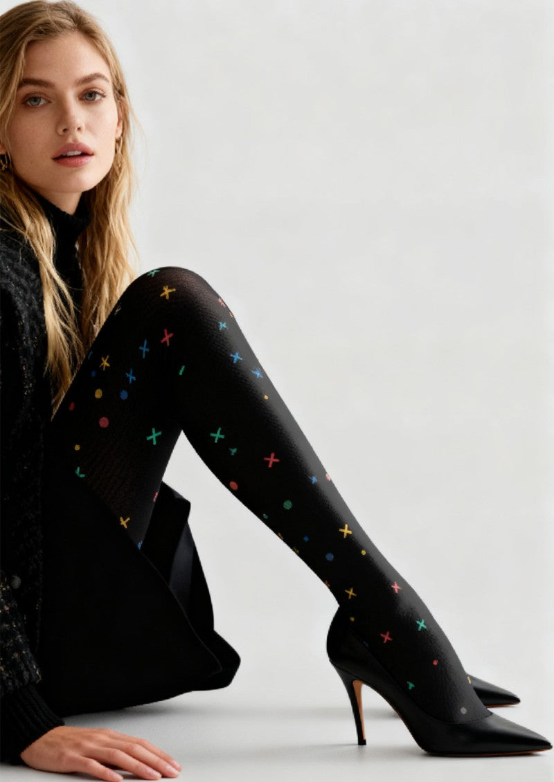 Viken Plan Color Speckle Dot Tights Hosiery Pantyhose