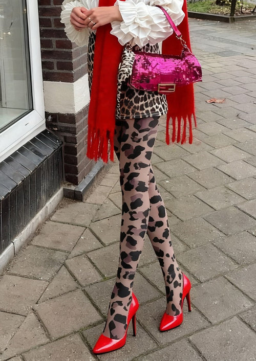 Viken Plan Animal Leopard Print Tights Hosiery Pantyhose