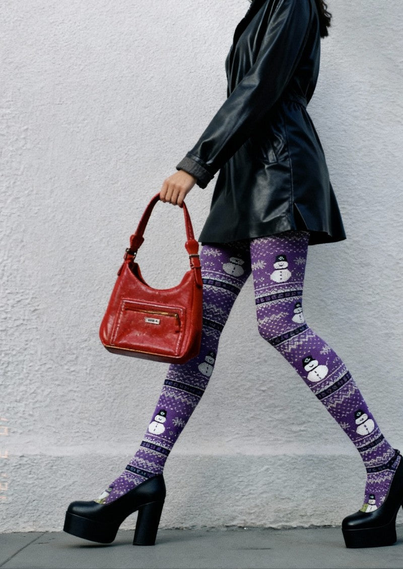 Viken Plan Christmas Snowman Graphic Tights Hosiery Pantyhose