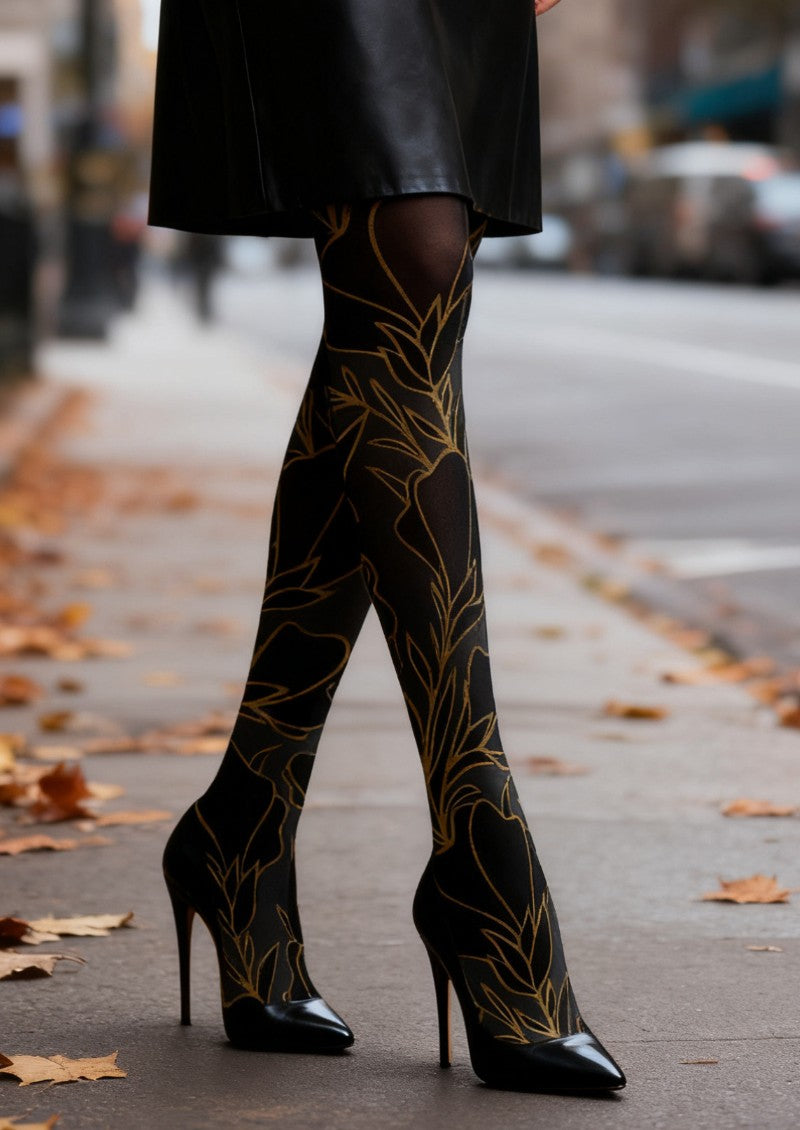 Viken Plan Floral Print Tights Hosiery Pantyhose