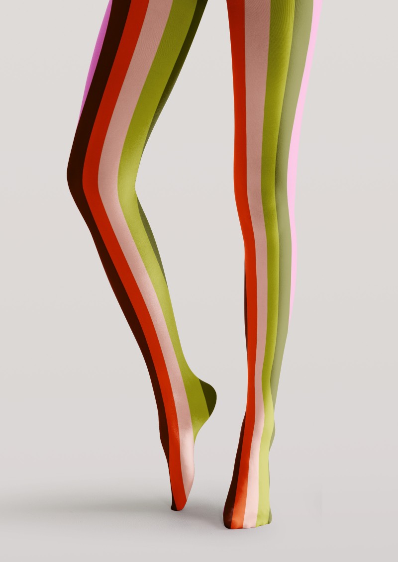 Viken Plan Colorful Vertical Striped Tights Hosiery Pantyhose