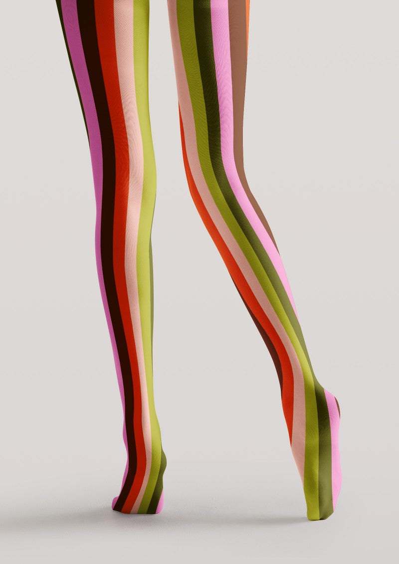Viken Plan Colorful Vertical Striped Tights Hosiery Pantyhose