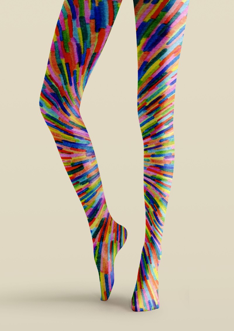 Viken Plan Artistic Burst Pattern Tights Hosiery Pantyhose