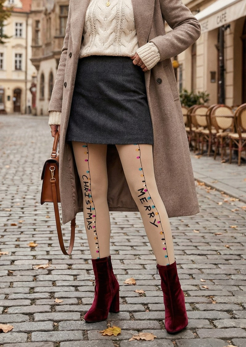 Viken Plan Christmas Themed Graphic Tights Hosiery Pantyhose
