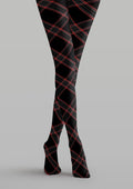 Viken Plan Black Red Plaid Tights Hosiery Pantyhose