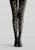 Viken Plan Black Floral Print Tights Hosiery Pantyhose