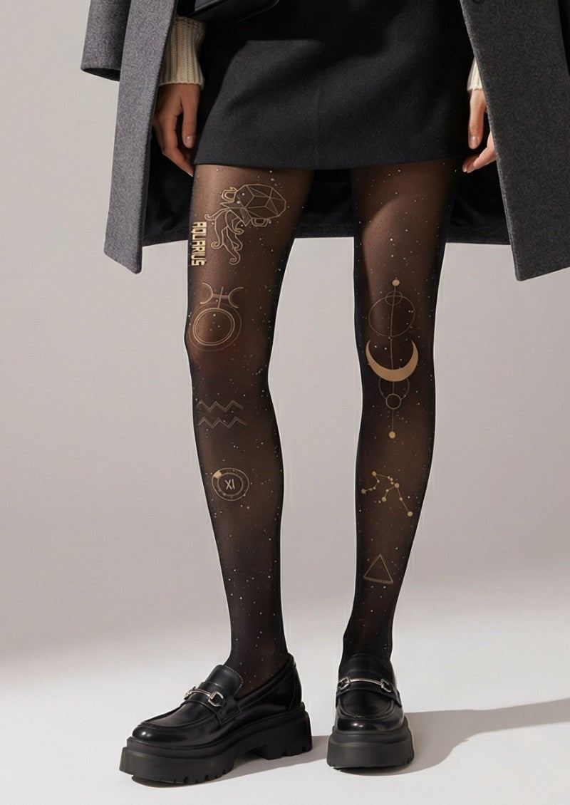 Viken Plan Aquarius Zodiac Tights Hosiery Pantyhose