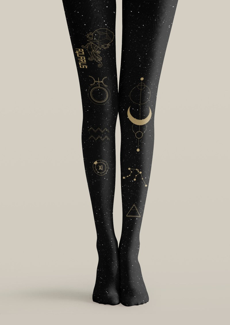 Viken Plan Aquarius Zodiac Tights Hosiery Pantyhose