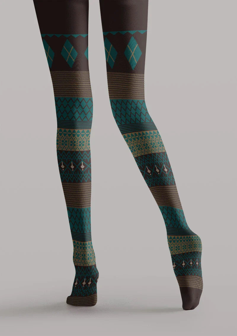 Viken Plan Argyle Ethnic Tights Hosiery Pantyhose