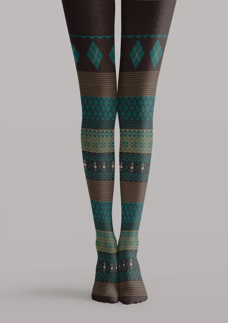 Viken Plan Argyle Ethnic Tights Hosiery Pantyhose