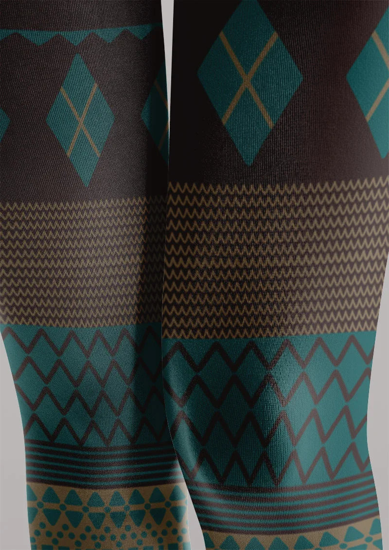 Viken Plan Argyle Ethnic Tights Hosiery Pantyhose