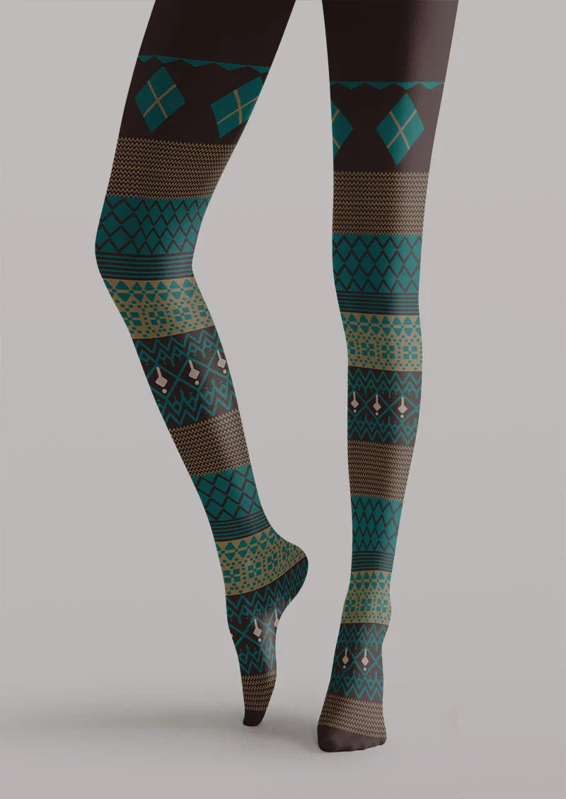 Viken Plan Argyle Ethnic Tights Hosiery Pantyhose