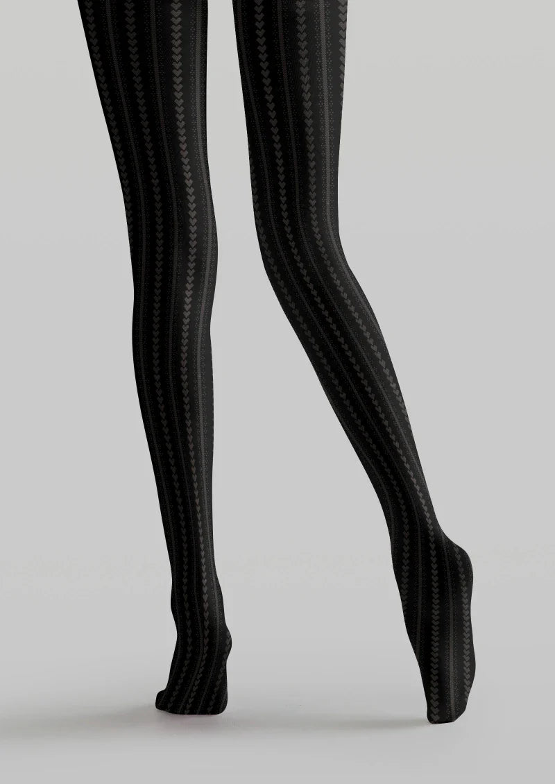 Viken Plan Black Ribbed Tights Hosiery Pantyhose