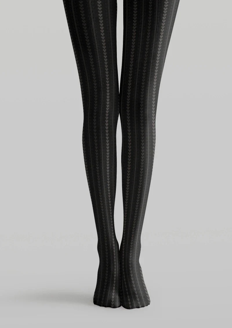 Viken Plan Black Ribbed Tights Hosiery Pantyhose