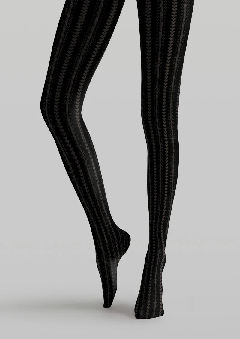 Viken Plan Black Ribbed Tights Hosiery Pantyhose
