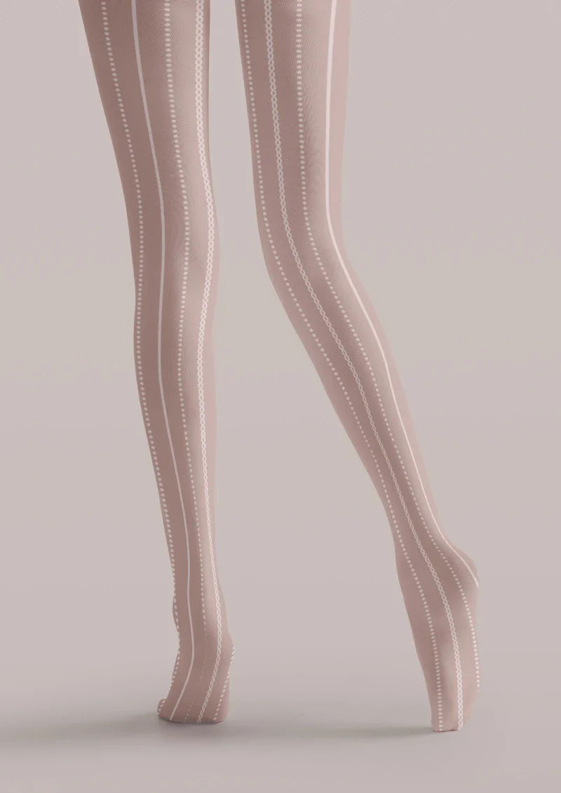 Viken Plan Light Pink Ribbed Tights Hosiery Pantyhose