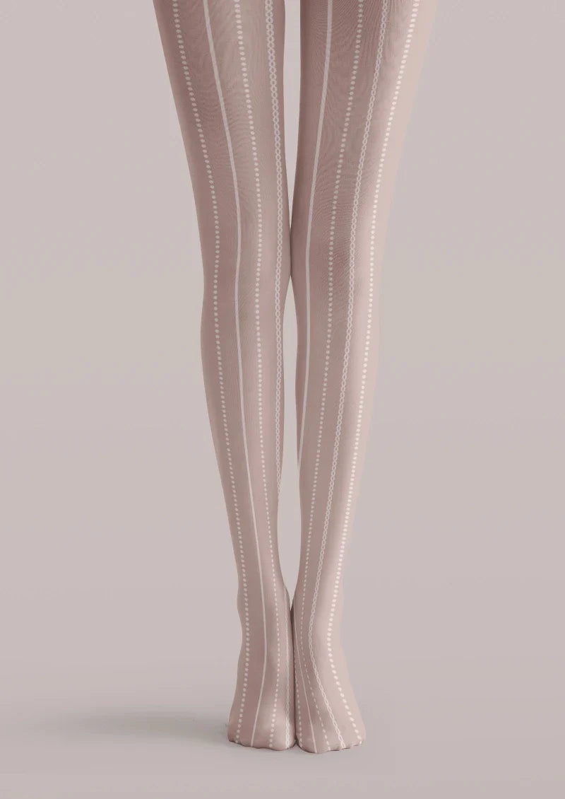 Viken Plan Light Pink Ribbed Tights Hosiery Pantyhose