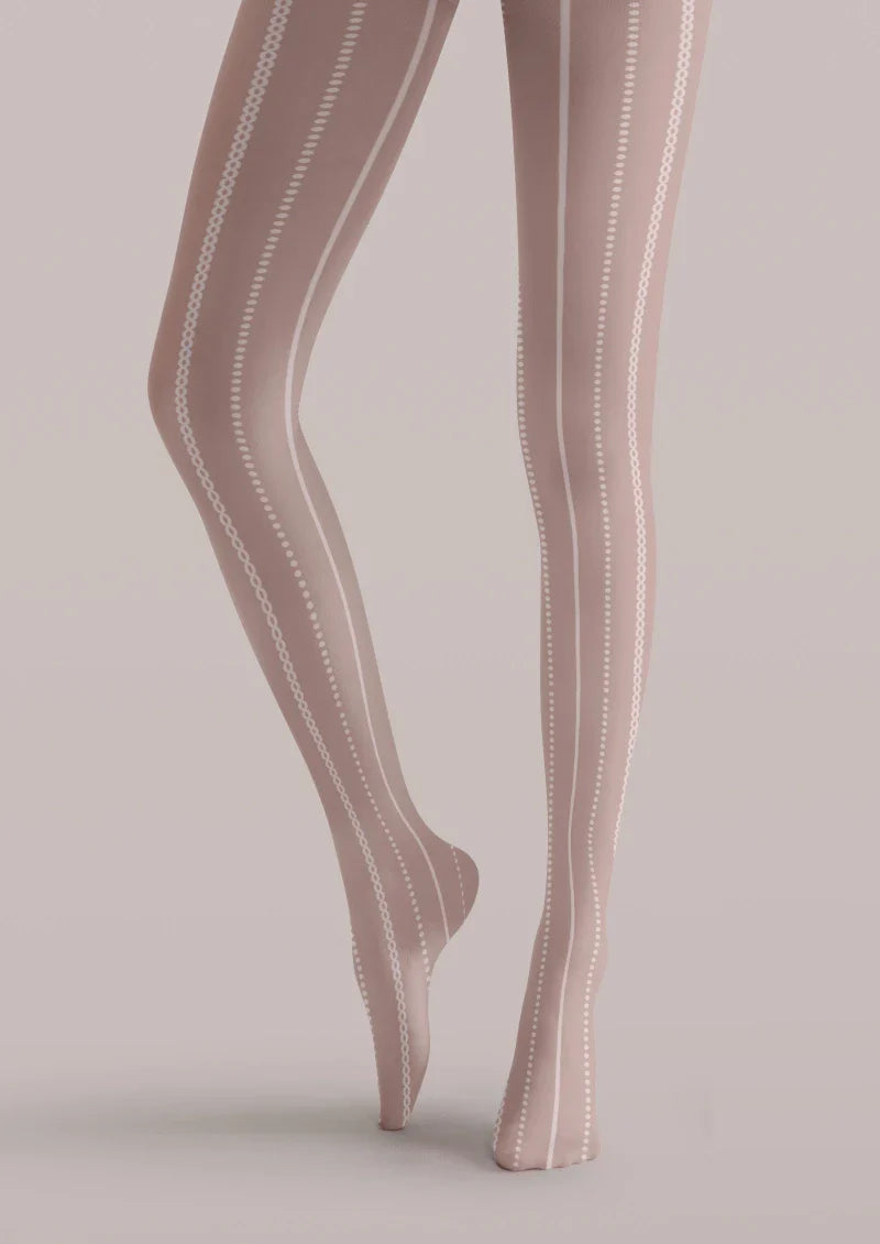 Viken Plan Light Pink Ribbed Tights Hosiery Pantyhose