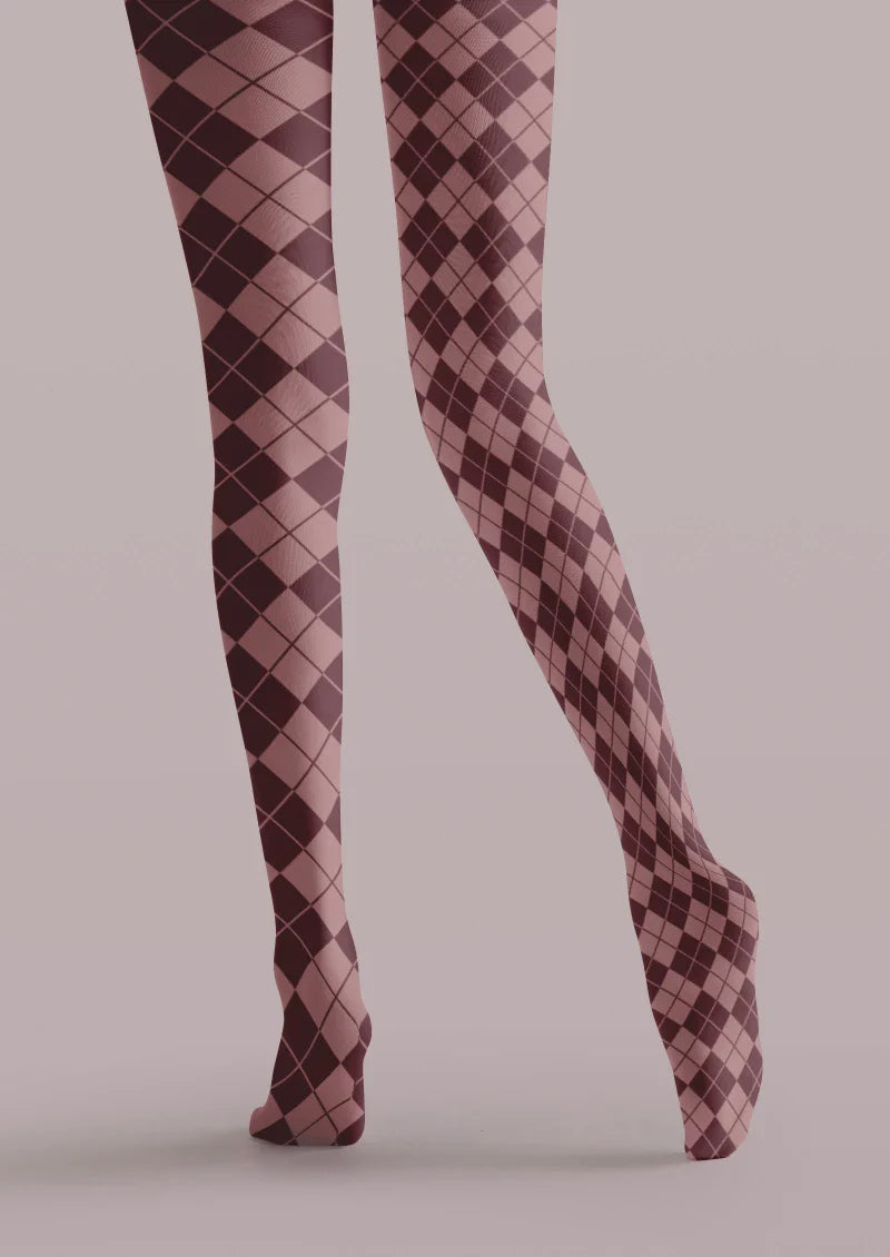 Viken Plan Argyle Check Tights Hosiery Pantyhose